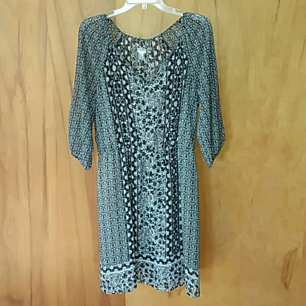 Old Navy Black and White Sheer Dress